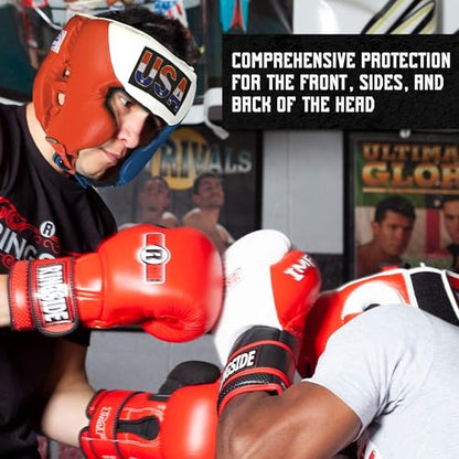 Ringside Competition Boxing Muay Thai MMA Sparring Head Protection Headgear with Cheeks - color: Mexican Flag, size: Small