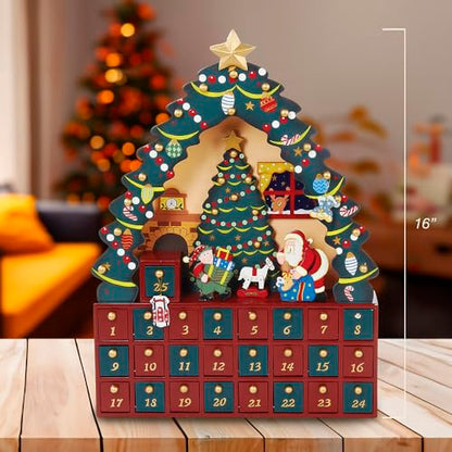 Kurt Adler Christmas Tree 24-Piece Advent Calendar, 16-Inch