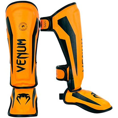 Venum Kids Elite Shinguards - color: Neo Orange, size: Large: 9-11 Years