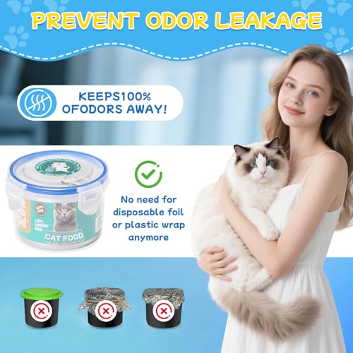 REFLYING Canned Cat Food Storage Lids Reusable Airtight Can Cover | Reusable airtight cat food can lids,Keeps wet food fresh,eliminates odor,Includes SUS 304 spoon and can opener - color: 2 Jar（S）+1 Spoon