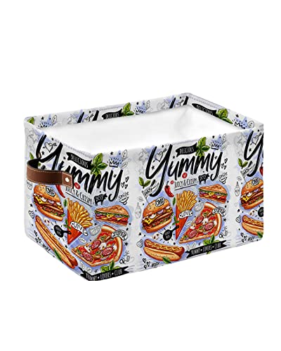 1 PC Large Storage Baskets Bins Fast Food Collapsible Storage Box Laundry Organizer for Closet Shelf Nursery Kids Bedroom Delicious Pizza French Fries Burger Sandwich - size: 1 PC-15x11x9.5 Inches