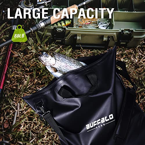 Fish Tournament Weigh in Bag for Bass Fishing, Heavy Duty Fish Bag for Caught Fish Waterproof,Leakproof,Puncture Resistant - color: Black-25×23in
