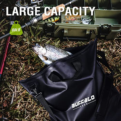 Fish Tournament Weigh in Bag for Bass Fishing, Heavy Duty Fish Bag for Caught Fish Waterproof,Leakproof,Puncture Resistant - color: Black-25×23in