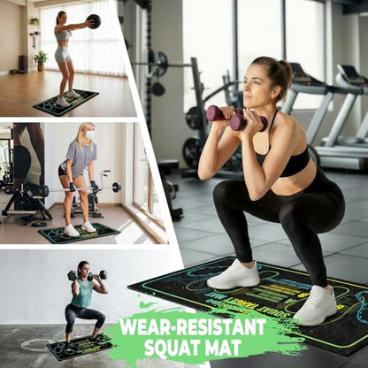 Squat Mat with Foot Position,Non-Slip Workout Mat for Squat & Leg Exercises - color: Black