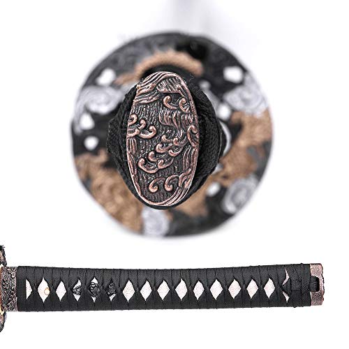 siwode Katana Handmade Full Tang Sharp, Alloy Tsuba Japanese Samurai Sword High Carbon Steel 1060,T10 1095, 40-Inch - color: Cloudy-Dragen