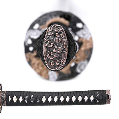 siwode Katana Handmade Full Tang Sharp, Alloy Tsuba Japanese Samurai Sword High Carbon Steel 1060,T10 1095, 40-Inch - color: Cloudy-Dragen