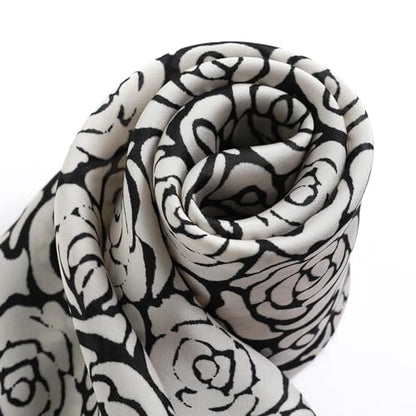 STARWHISPER 27" Square Head Scarf for Women Silk Feeling Satin Scarf Women Fashion Silk Scarf for Wrapping Hair - color: Rose World