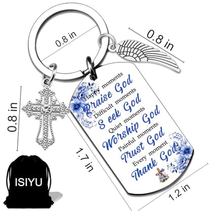 isiyu Christian Gifts for Women Religious Gifts for Men Spiritual Keychain Bible Verse Accessory for Everyday Carry Bag Decoration Faith Inspired Keychain