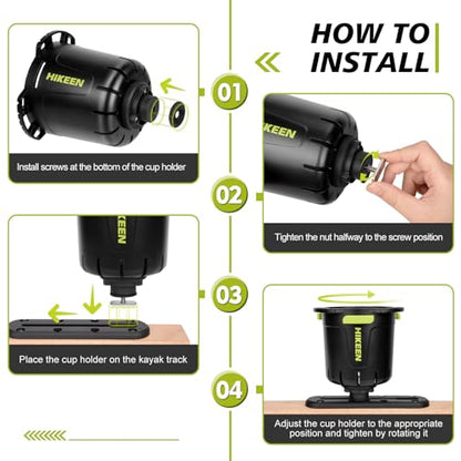 Hikeen Kayak Cup Holder with Rubber Tab, Multi-Functional Cup Holder for Kayak Water Bottle Holder, Drinks Holder, Fishing Tool, Lures Storage, Kayak Track Mount Install - style: 1Pack