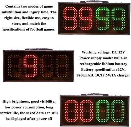 LED Substitution Board for Soccer, LED Football Game Injury Stop Time Display Boards, LED Electronic Football Referee Substitution Board, Change Player Referee Equipment Scoreboard,Single-sided