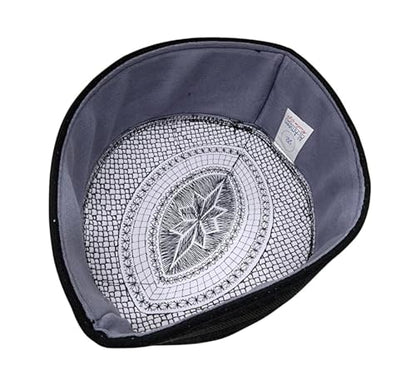Al-Ameen Muslim Gift Muslim Kufi Hat for Men AMN-004 Islam Cap Unique Design Beanie Round Topi Headwear Ramadan Eid Gift - color: Black, size: XX-Large