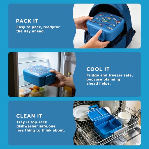 JXXM Bento Lunch Box for Kids With 8oz Soup thermo,Leak-proof Lunch Containers with 5 Compartment,thermo Food Jar and Lunch Bag, Food Containers for School (A-Blue(Extreme Locomotive)) - color: Blue Extreme Locomotive