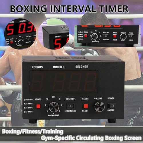 Portable Boxing Timer for Training Digital Gym Timer Gym Clock,Interval Timer,Workout Timer Interval Gym Timer with Led Lights Display for Workout Boxing Equipment (Red)