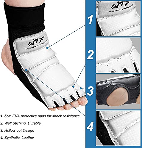 Taekwondo Karate Gloves & Sparring Gear Foot Protector Set, Boxing Sparring Foot Guard and Half-Finger Gloves for Martial Arts TKD Kung Fu Punch Bag Kickboxing MMA Training - size: Large