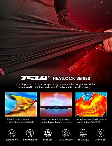 TSLA Men's Thermal Long Sleeve Compression Shirts, Mock/Turtleneck Winter Sports Running Base Layer Top - color: 2pack Black&red/Olive, size: X-Small