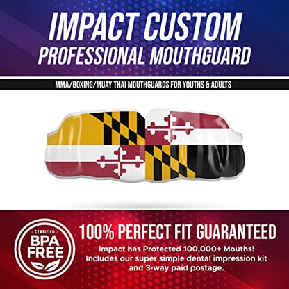 Impact Mouthguard Boxing, MMA, Muay Thai Sports Mouthguards for Youth Adults, Professional Custom-Fit, Maryland State Flag - color: Maryland
