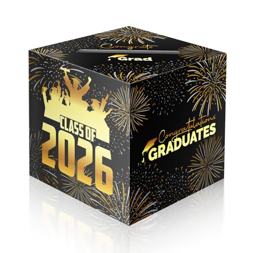 2026 Graduation Card Box Holder, Grad Congrat Decoration Box, Envelope Receiving Graduation Party Celebration Black - color: Black Card Box (Pack of 1)