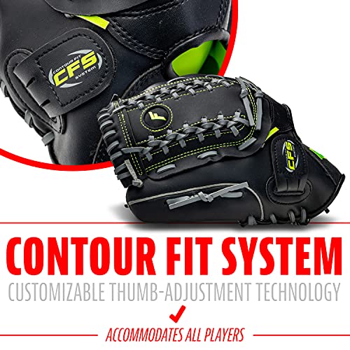 Franklin Sports Field Master Baseball + Softball Glove - Field Master Adult + Youth Baseball + Softball Mitt - Men's + Women's Gloves - color: Black, style: 12" - Trapeze Web