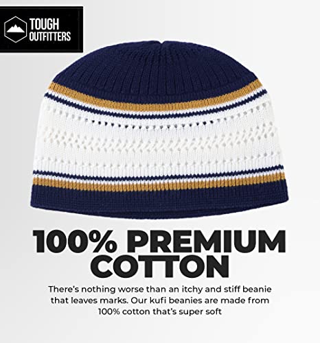 Tough Headwear Kufi Hat - Kufi Hats for Men Muslim, Turkish Kufi Cap - color: Navy Blue White