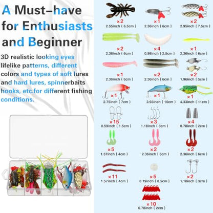 mouhike 113Pcs Fishing Tool Kit, Fishing Bag, Fishing Pliers Hook Remover, Fish Lip Gripper, Fishing Lures Hook Tackle Box, Handheld Digital Scale, Ice Fly Fishing Gear Accessories Set Fishermen Gift - color: Camo