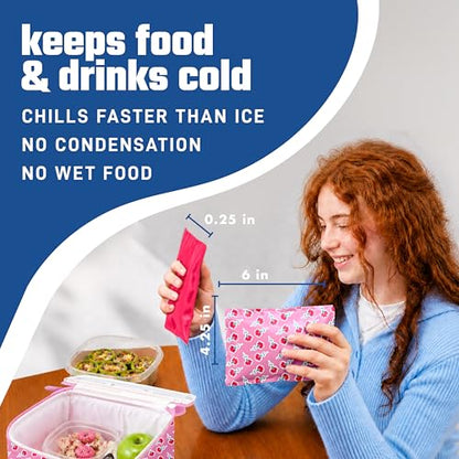 Fit & Fresh Cool Coolers Soft Ice for Lunch Bags 2pk, Flexible Stretch Nylon, Durable, Reusable Lunch Box Ice Packs, Soft Ice, Reusable Freezer Packs, Lunch Ice, Sweet Pink Block Print - color: Sweet Pink Print (2 Pack), size: Standard