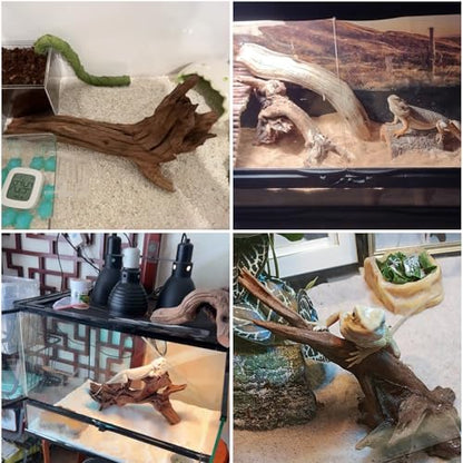 Hamiledyi Reptile Driftwood Decoration Natural Coral Driftwood Branches for Aquarium Reptiles Trunk Log Ornament Bendable Jungle Climbing Vines Decor for Bearded Dragon Lizad Amphibian Fish Tank