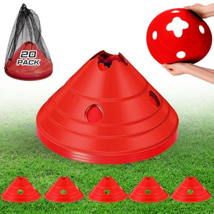 Jumbo Disc Cones Jumbo Soccer Cones with Mesh Bag Giant Large Agility for Soccer Training Adult Sports - color: Red