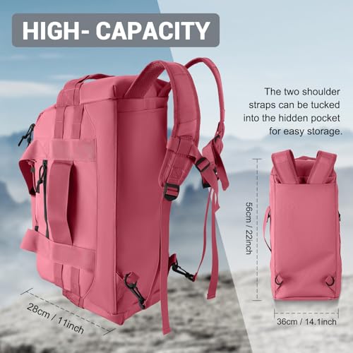 Hannibal Tactical 35L Large Duffle Bag, 3-in-1 Tactical Backpack MOLLE Pack for Sports/Gym/Outdoor, Pink - color: Pink