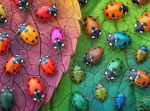 Cross & Glory - The Ladybug Rainbow - 1000 Piece Jigsaw Puzzle for Adults | Vibrant Nature Puzzle | Colorful and Relaxing Puzzle Challenge - color: The Ladybug Rainbow 2