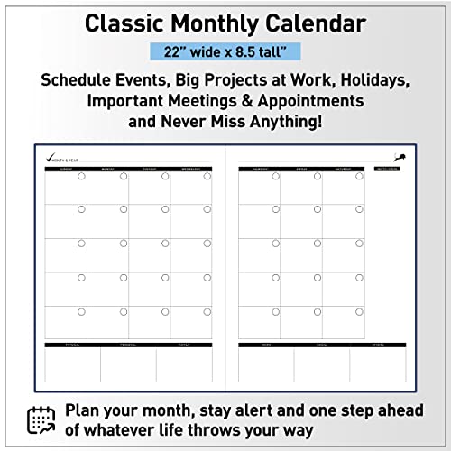 Day Planner - Professional Goal Planner, Calendar & Gratitude Journal to Increase Productivity, Time Management & Happiness - Vegan Leather Softcover, 24 Hourly, Undated 6 Months Work Planner - color: Blue, size: Large