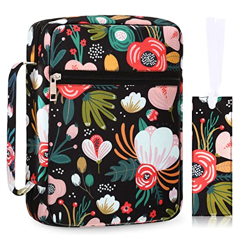Laumoi Bible Cover Case for Women 10'' Flower Bible Holder Case Large Religious Carrying Bag for Women Study Christian Book Gift (Fresh Flower) - style: Fresh Flower