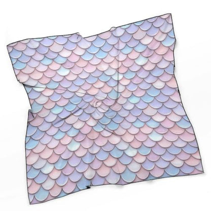 Women’s Square Scarf 27"x27", Lightweight Chiffon Satin Feel Fashion Scarf for Neck Hair Band Head Wrap Bag Accessory - color: Pastel Fish Scale