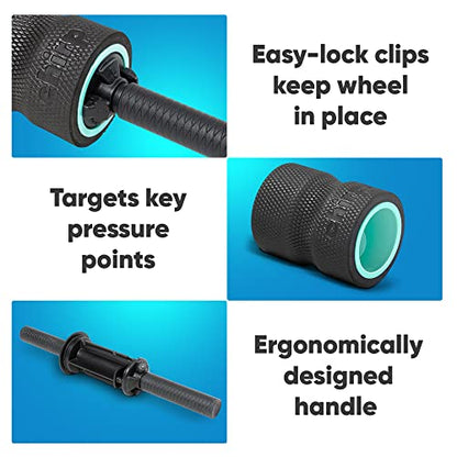 Chirp Focus Muscle Roller, Focus Wheel and Roller Handle in One, On-The-Go Muscle Massage Tool, Stretching Equipment, Targets Pressure Points, Focused Neck & Back Massager - 4" Holds Up to 500 lbs - style: Muscle Roller