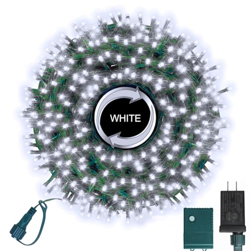 LAMPHOME 500 LED White Christmas String Lights, Plug in Twinkle Fairy Lights with 8 Modes & Timer, Waterproof Connectable Lights for Indoor Outdoor Home Party Wedding Bedroom Tree Decoration - color: White, size: 500LED