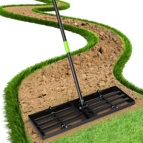 GARDTECH 30x10 Inch Lawn Leveling Rake Heavy Duty Adjustable Handle Yard Tool – Reinforced Steel Landscape Rake for Lawn Leveling, Soil Grading, Golf Course & Backyard Care - size: 30''x10''