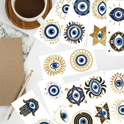 arricraft 10 Pcs Demon's Eye Theme PVC Cup Transfer Stickers, Demon's Eye Hamsa Hand Pattern UV Waterproof Cup Sticker for 16 oz Glasses Window Home Printing Decoration 24x11cm - style: Demon's Eye Theme