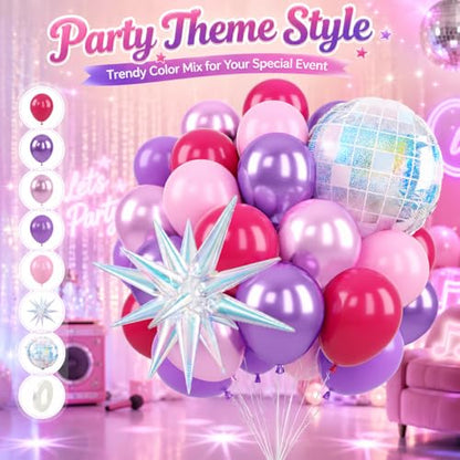 K-Pop Music Balloons, Pink Purple Balloon Iridescent Disco Foil Balloons - color: Purple and Pink, size: 30PC