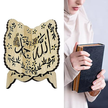 Folding Wooden Book Stand,Exquisite Engraving Muslim Book Holder,Islam Eid Quran Bible Carved Book Stand for Home Office,Religious Gift(2#) - color: 2#