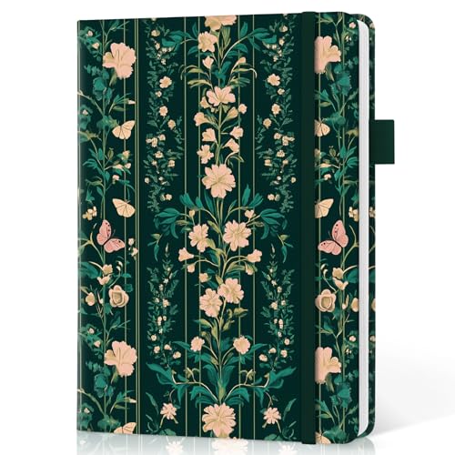 Lined Journal Notebook for Women & Men, Hardcover Leather Journal for writing, A5 College Ruled Notebook for Work & Note Taking, Perfect for Office School Home Supplies, 160 Pages, Botanical Waltz - color: J-Botanical Waltz, style: A - Lined