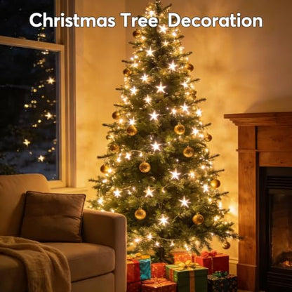 RaThun 49.2ft Star String Lights with Remote for Indoor Bedroom Warm White - size: 49.2ft