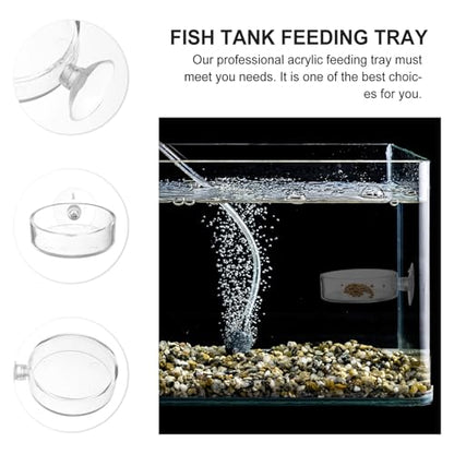 Kisangel 5 Pcs Acrylic Fish Feeder Bowl with Suction Cup 6.5cm Fish Food Holder for Aquarium and Shrimp Tank Feeding Accessories