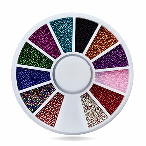 Nail Art 3D Caviar Beads Mini Metal Ball Gold Studs and Silver Micro Steel Beads - color: One Caviar Beads+One Metal beads+Two Metal Studs
