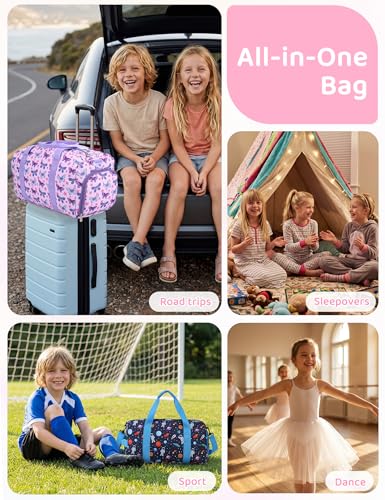 Girls Overnight Duffle Bag,RAVUO Cute Butterfly Kids Sport Gym Bag with Shoe Compartment, Carry On Weekender Travel Bag for Teens - color: Butterfly