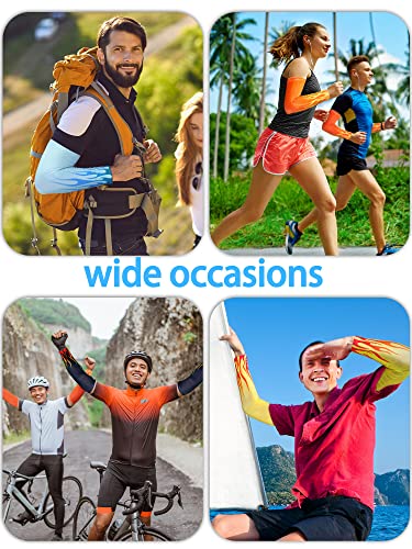 Tisancy 10 Pairs Sun Protection UV Arm Sleeves Cooling Anti Slip Compression Sleeves Sports Polyester Cycling Covers - size: Large, style: Fire Style