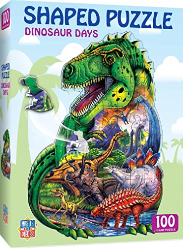MasterPieces 100 Piece Shaped Jigsaw Puzzle for Kids - Dinosaur Days - 14"x19" - style: Dinosaur Days