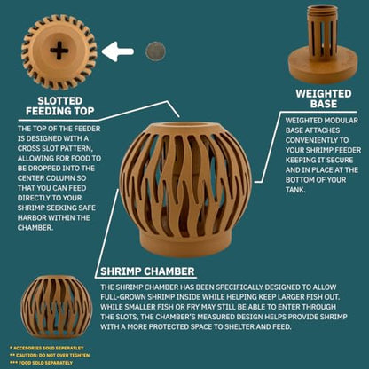 Shrimp Feeder and Hide for Freshwater Aquariums – Modular Design, Aquascape Friendly, Designed & Manufactured in USA (Wood) - color: Wood