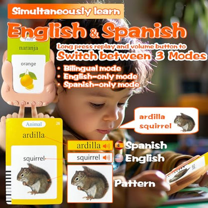 Bilingual Talking Flash Cards for Kids - Test Mode, Spanish - color: Spanish Orange