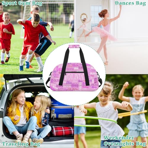 Custom Dance Ballet Duffle for Girls Pink, Personalized With Name - Overnight, Toddler, Gym Bag for Travel, Weekend, Sleepover - color: Color22