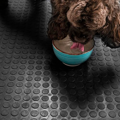 MSI Premium Black Rubber Floor Mat Roll - 3.3 x 33 ft, 4mm Thick - Heavy-Duty, Waterproof, Non-Slip Coin Texture - Cuttable, Easy Clean, Multipurpose Matting for Garage, Gym, Workshop, Industrial Use