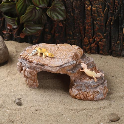 IBWell Turtle Basking Climbing Platform Aquarium Fish Tank Ornament Reptile Climbing Ramp Decorations for Salamanders Amphibians Newts, Terrace Tortoise Resting - SandyBrown - style: Sandy brown